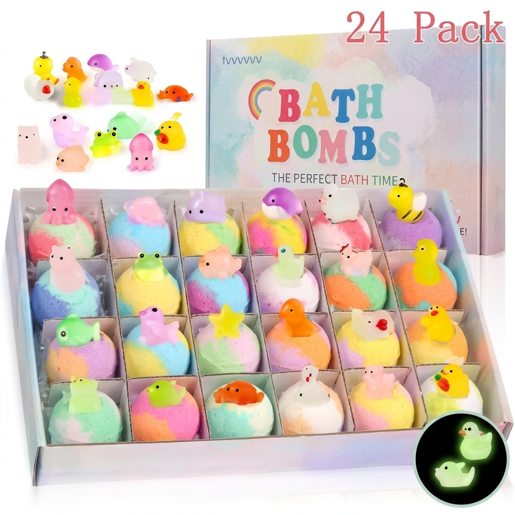 24 Pcs Bath Bombs Set - Massive Quantity Natural Bath Bombs for Kids/Women/Men