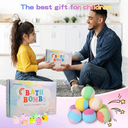 24 Pcs Bath Bombs Set - Massive Quantity Natural Bath Bombs for Kids/Women/Men
