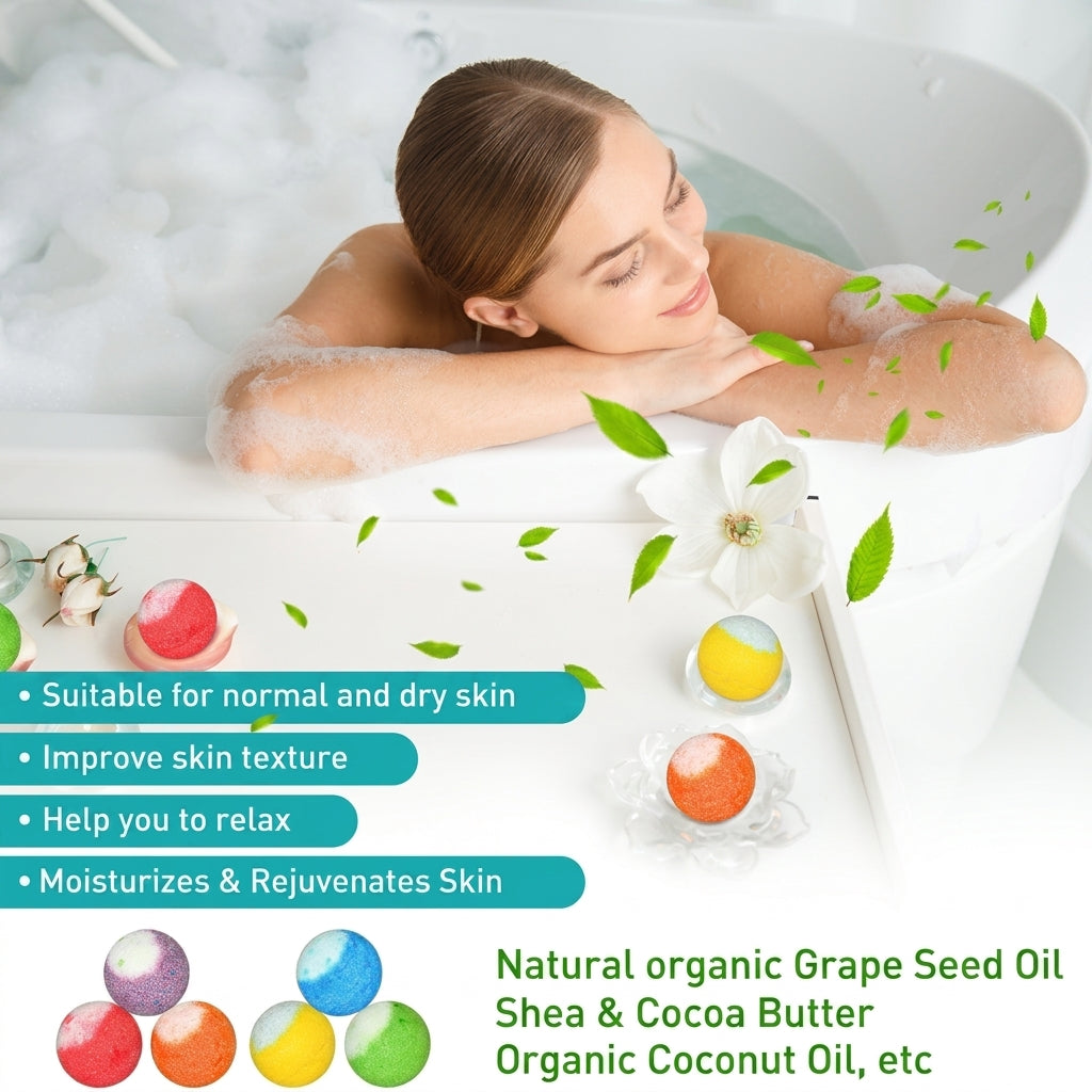 60 Pcs Bath Bombs Set - Massive Quantity Natural Bath Bombs for Kids/Women/Men
