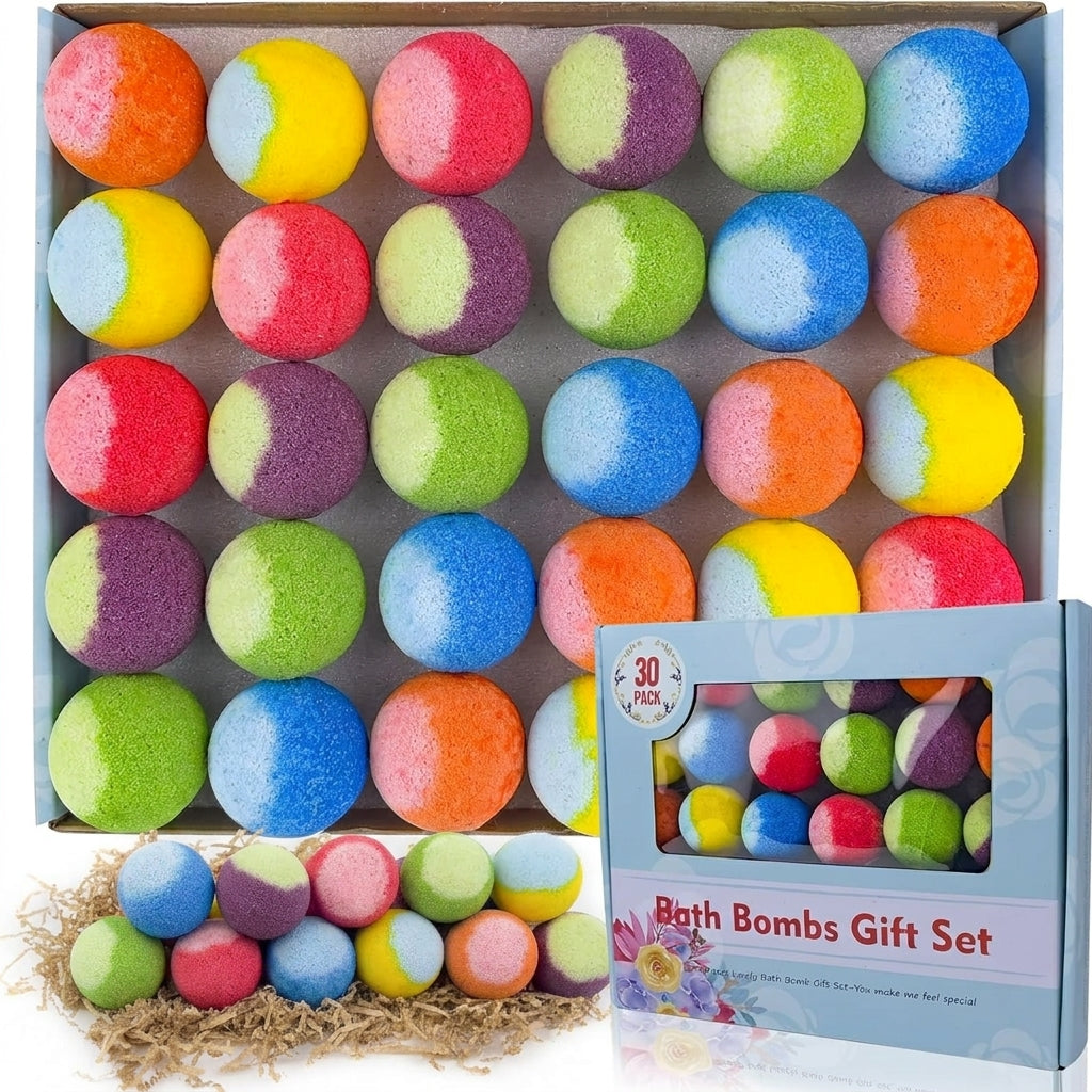 60 Pcs Bath Bombs Set - Massive Quantity Natural Bath Bombs for Kids/Women/Men