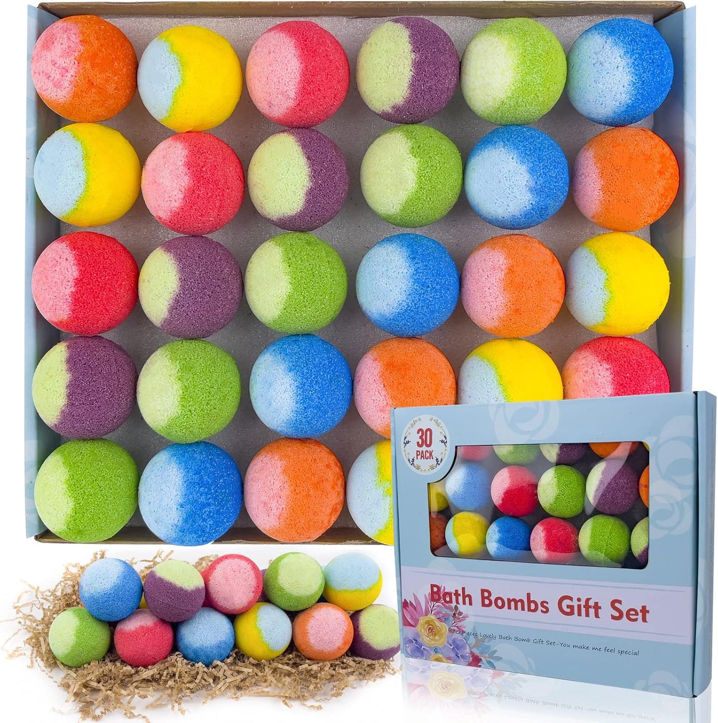 60 Pcs Bath Bombs Set - Massive Quantity Natural Bath Bombs for Kids/Women/Men
