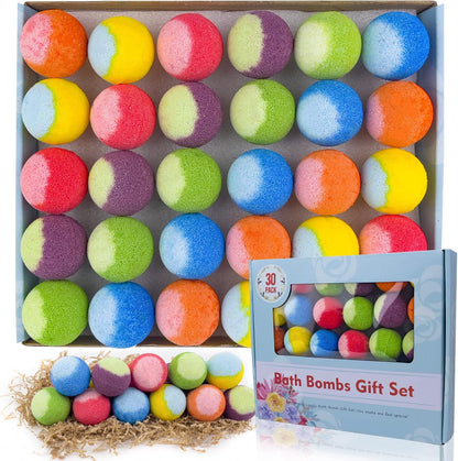 60 Pcs Bath Bombs Set - Massive Quantity Natural Bath Bombs for Kids/Women/Men