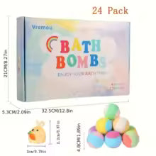 24 Pcs Bath Bombs Set - Massive Quantity Natural Bath Bombs for Kids/Women/Men